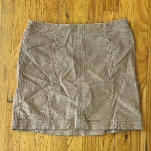 Free People Light Brown Corduroy Cotton Blend Mini Skirt with Zippered Back